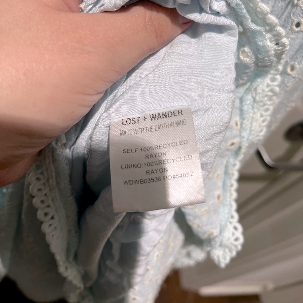 Lost & Wander Blissful Blues Eyelet Detail Maxi Dress~ size L - Picture 11 of 12